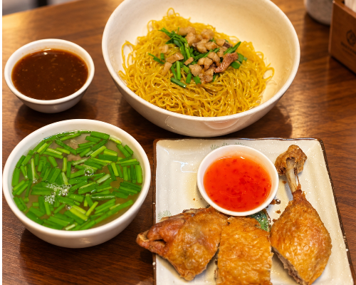 Crispy Skin Chicken Egg Noodles