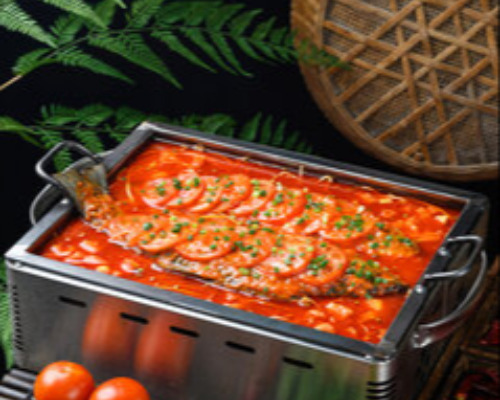 Grill Fish with Mixed Vegs in Tomato soup