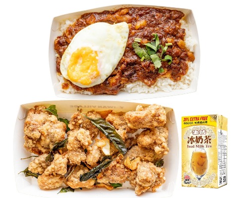 滷肉飯鹹酥雞套餐 / Braised Pork Rice & Crispy Popcorn Chicken & Packet Drink
