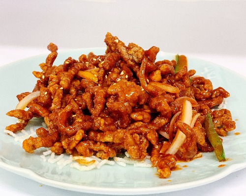 Shredded Beef with Mandarin Sauce 干烧牛柳丝