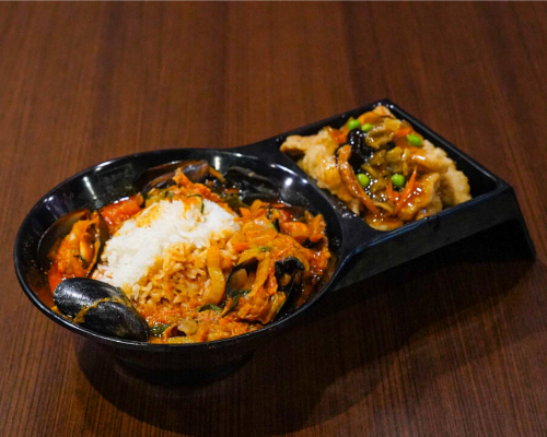 TangJjamppong Bap 海鲜汤饭糖醋肉套餐