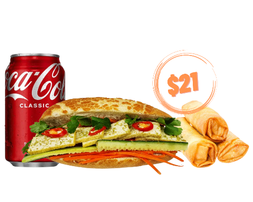 3 Prawn Spring Rolls+Banh Mi+Soft Drink