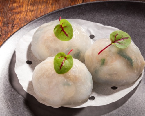 105. Steamed Vegetarian Dumplings with Assorted Mushrooms and Vegetables 素菇水晶饺 (3pcs)