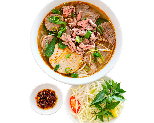 Bun Bo special (Spicy beef noodle soup brisket, Vnm ham, beef balls, sliced beef
