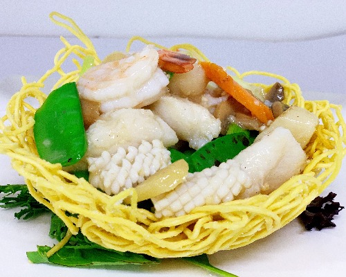 Seafood Combination in Bird's Nest 鸟巢海鲜