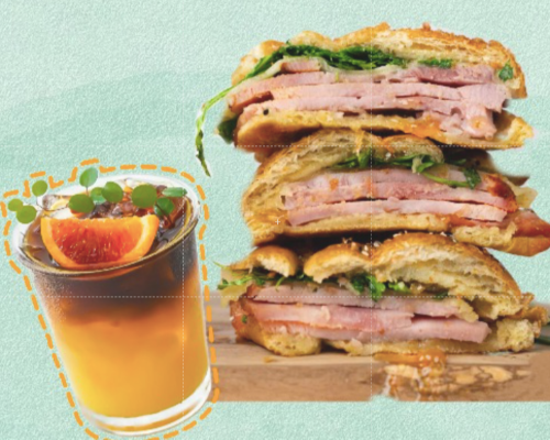 Beef melt Sandwich + Orange Americano