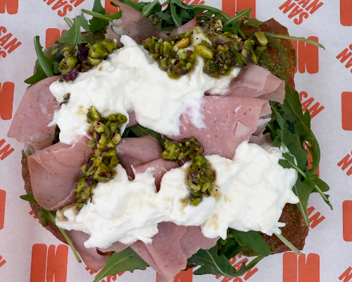 Pistachio Mortadella Pizza Slice