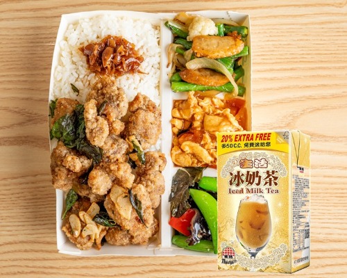 鹹酥雞便當套餐 / Crispy Popcorn Chicken Bento & Packet Drink