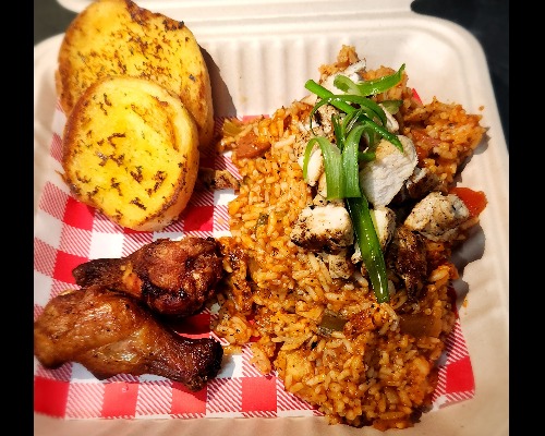 SOUL FOOD FEATURE "NEW ORLEANS CHICKEN JAMBALAYA WITH GARLIC BREAD"