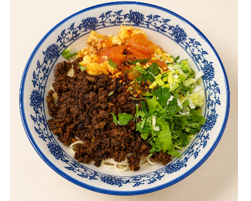 西红柿鸡蛋炸酱拌面 Tomato Egg & Pork Mince Noodles