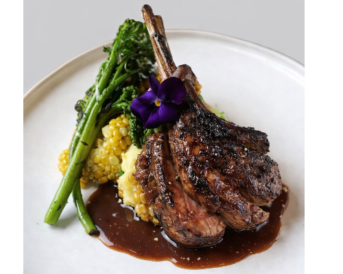 Roasted Lamb Rack in Local Wine & Date Sauce