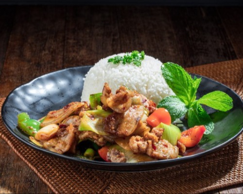 L14.Sichuan Style Fried Pork Belly with Rice 四川回锅肉白饭