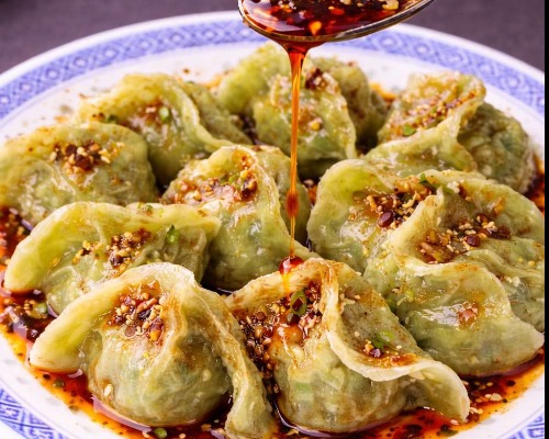 08红油素水饺boiled veg dumpling in chilli oil(12pcs)