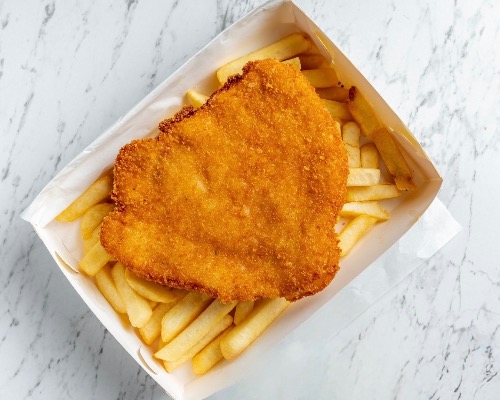 Chicken Schnitzel and Chips
