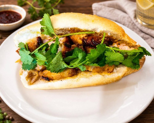 Banh Mi Grilled Pork (Vietnamese baguette sandwich grilled pork)