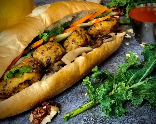 Grilled Pork Meatball Banh Mi