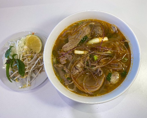 Bun Bo special (Spicy beef noodle soup brisket, Vnm ham, beef balls, sliced beef