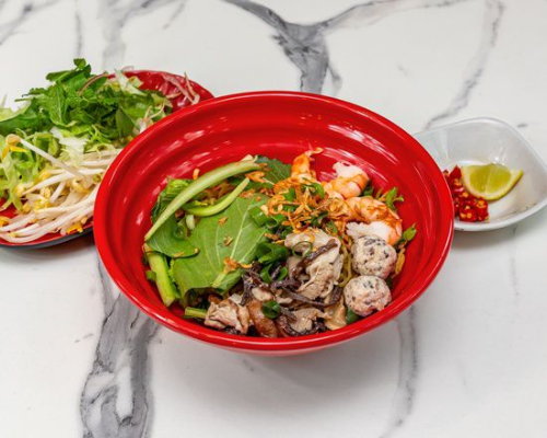 14. Combination Pork & Prawns In Egg Noodles Soup