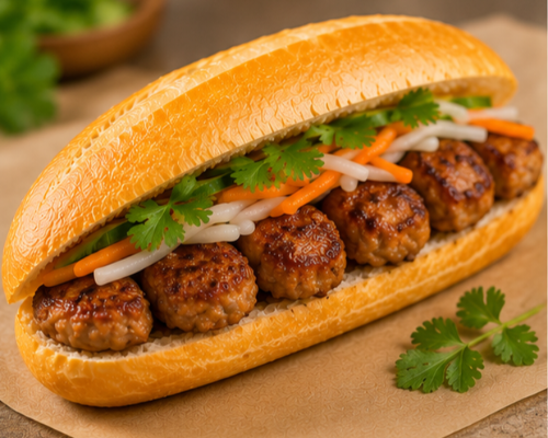 Grilled Meat Balls Banh Mi