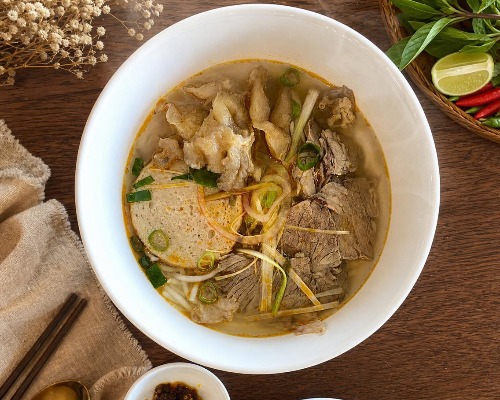 Bun Bo special (Spicy beef noodle soup brisket, Vnm ham, beef balls, sliced beef