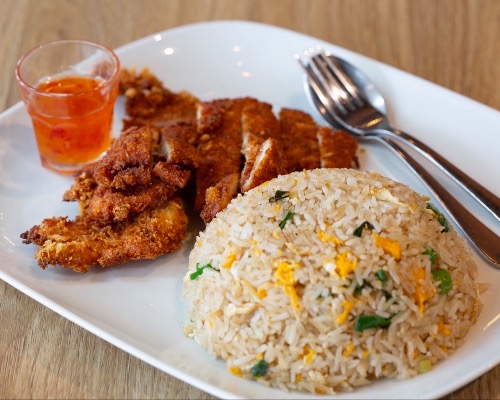 Crispy Chicken-Egg Fried Rice
