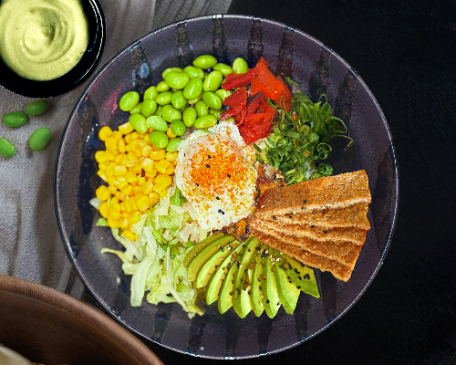 Rice Bowl - Avocado & Sweet Tofu with Teriyaki Sauce (V)