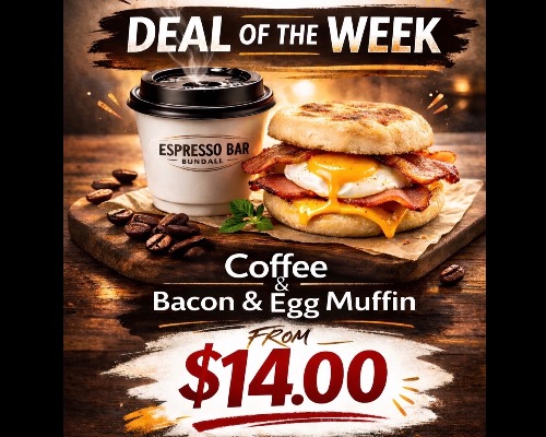 Bacon & Egg Muffin with Coffee
