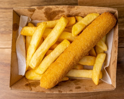 Crumbed Sausage & Chips