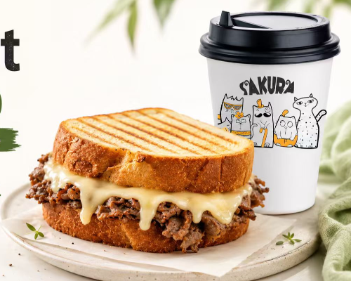 Beef Melt (1pc) + Hot Coffee Combo